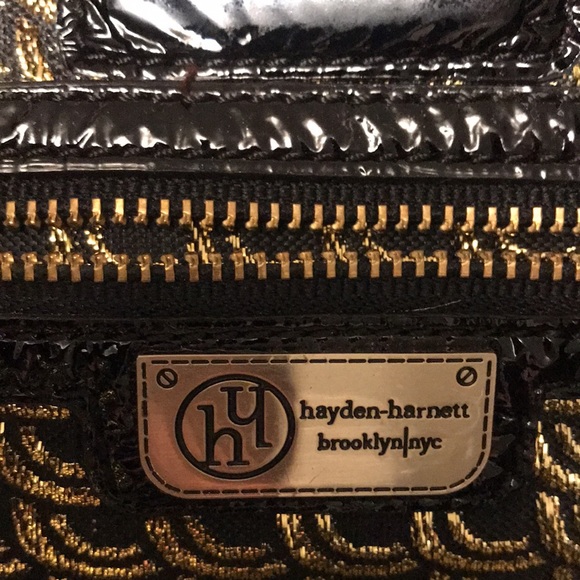 Hayden-Harnett  Black Patent Leather Clutch Floral VEGAN NYC Designer - Picture 4 of 7